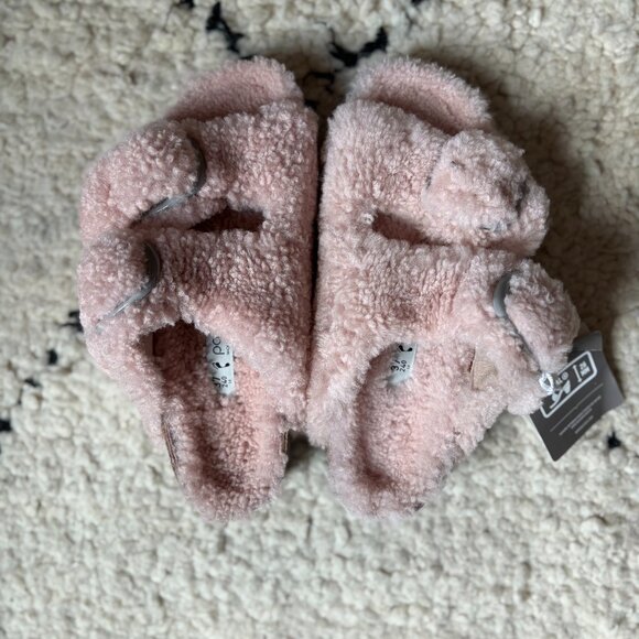 Papillio by Birkenstock Arizona soft pink shearling sandals slippers women's 37 - Picture 1 of 5
